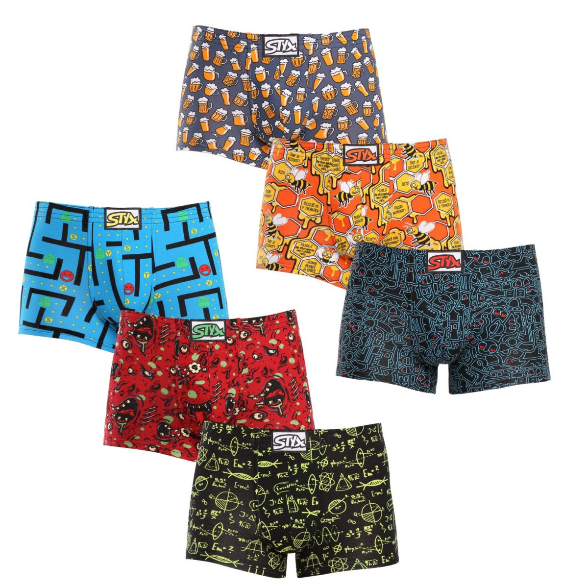 Styx 6PACK pánské boxerky art klasická guma vícebarevné (6Q12697124) XL Styx