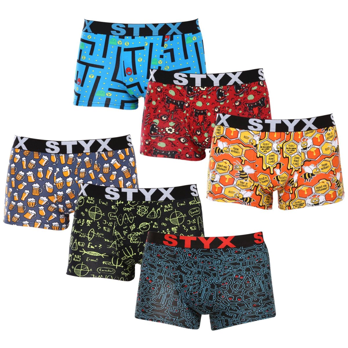 Styx 6PACK pánské boxerky art sportovní guma vícebarevné (6G12697124/2) L Styx