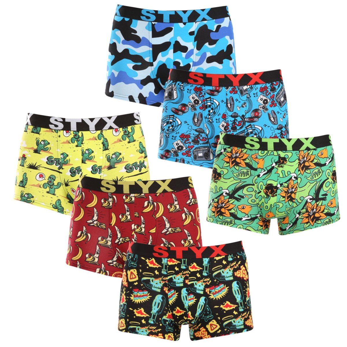 Styx 6PACK pánské boxerky art sportovní guma vícebarevné (6G13198780) XXL Styx