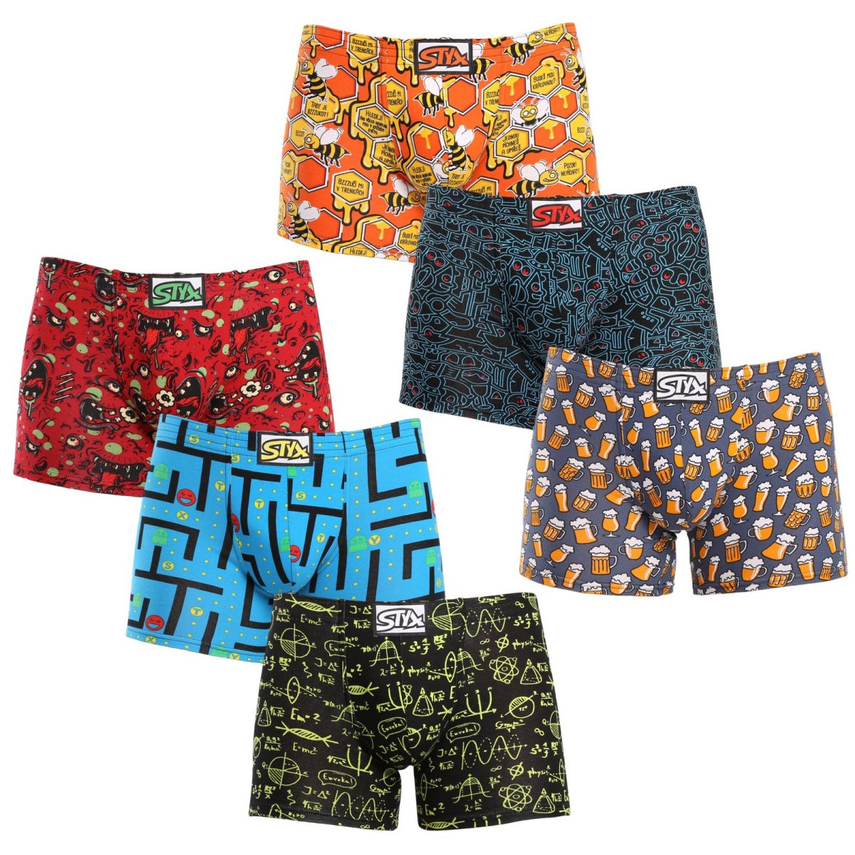 Styx 6PACK pánské boxerky long art klasická guma vícebarevné (6F12697124) L Styx