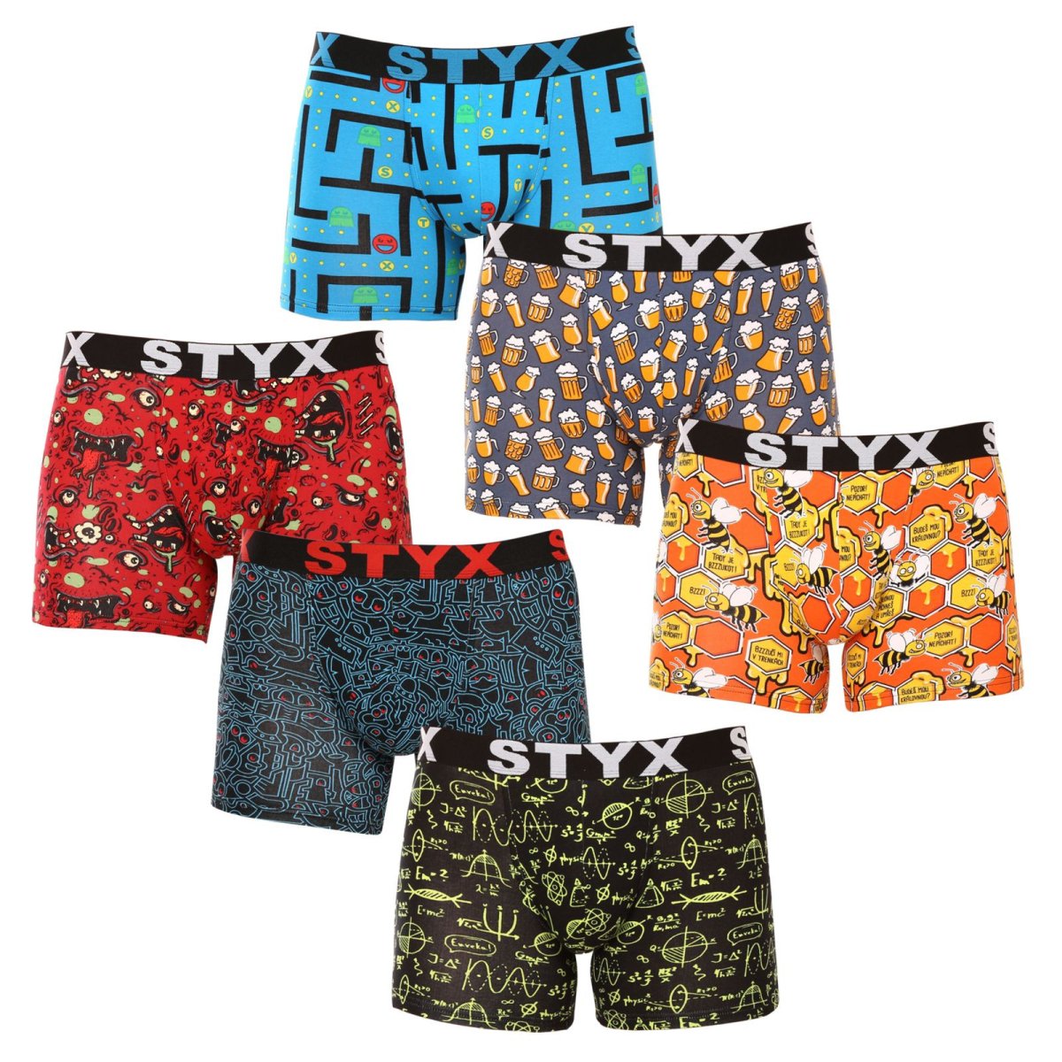 Styx 6PACK pánské boxerky long art sportovní guma vícebarevné (6U12697124/2) XL Styx