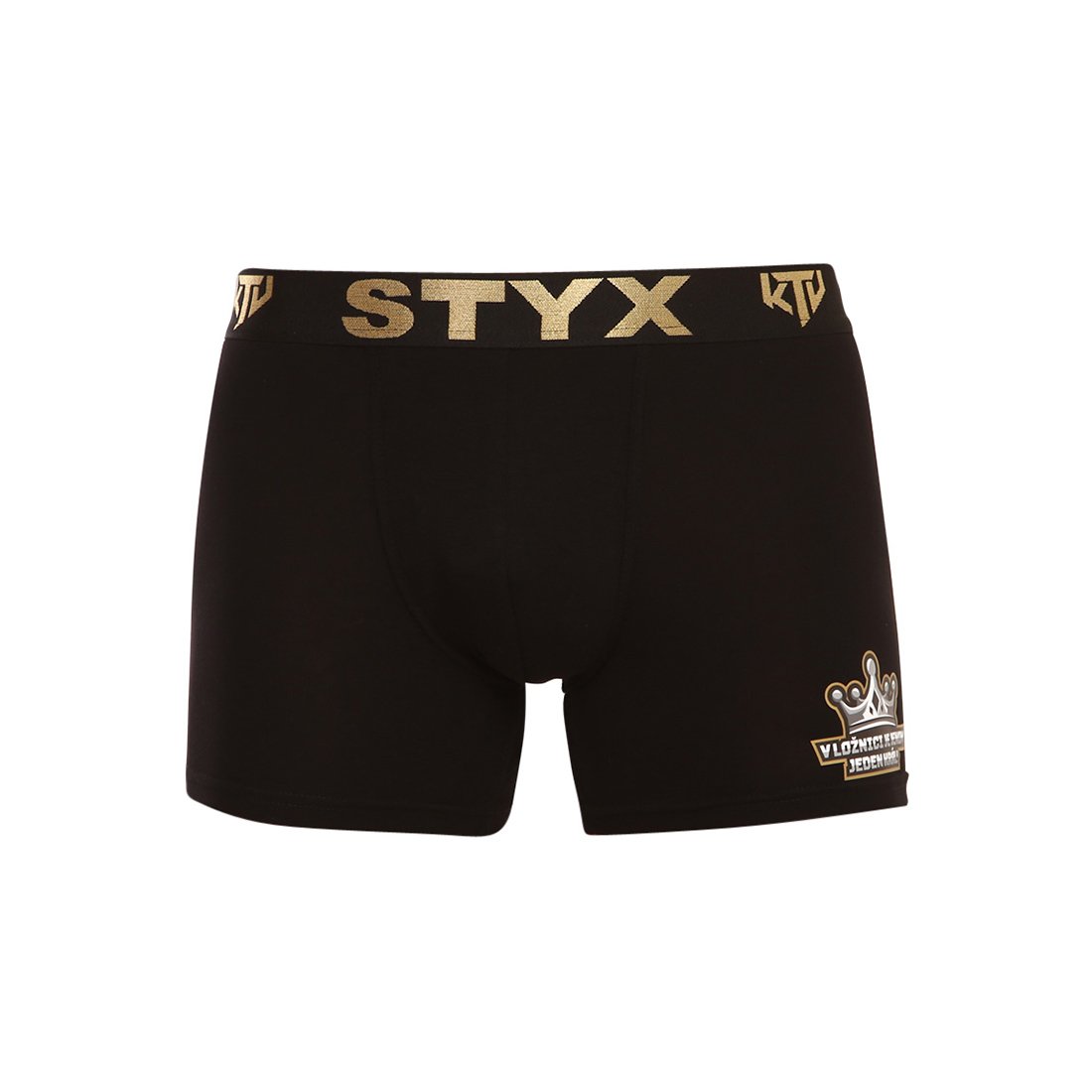 Styx Pánské boxerky / KTV long sportovní guma černé - zlatá guma (UTZ960) L Styx