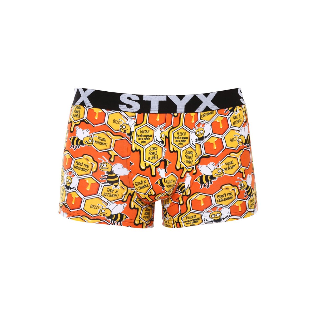 Styx Pánské boxerky art sportovní guma nadrozměr včelky (R1654) 4XL Styx