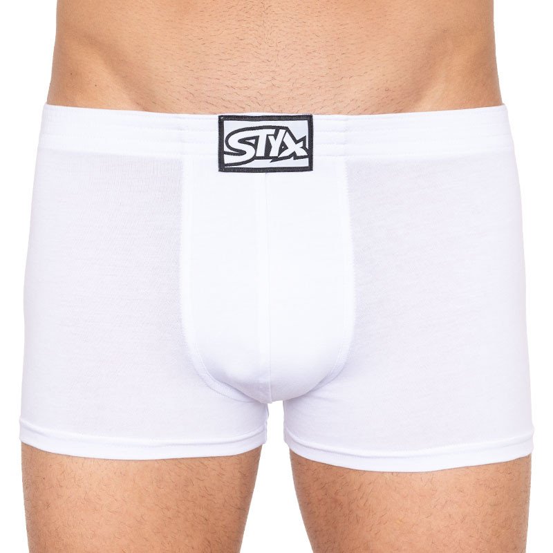 Styx Pánské boxerky klasická guma bílé (Q1061) XL Styx