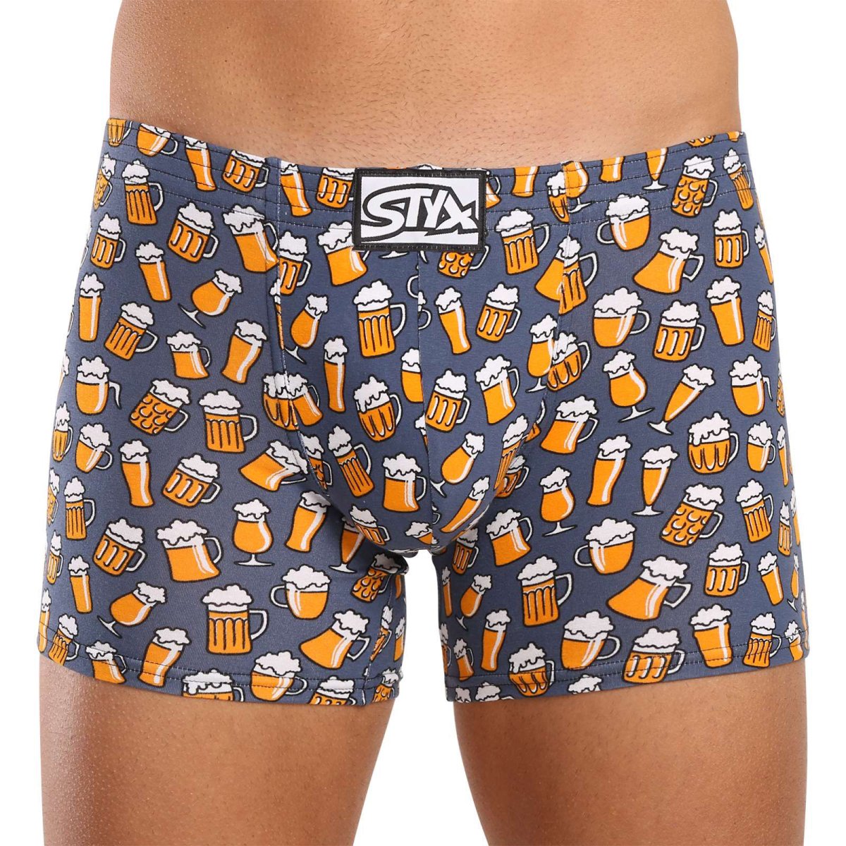 Styx Pánské boxerky long art klasická guma pivo (F1357) XL Styx