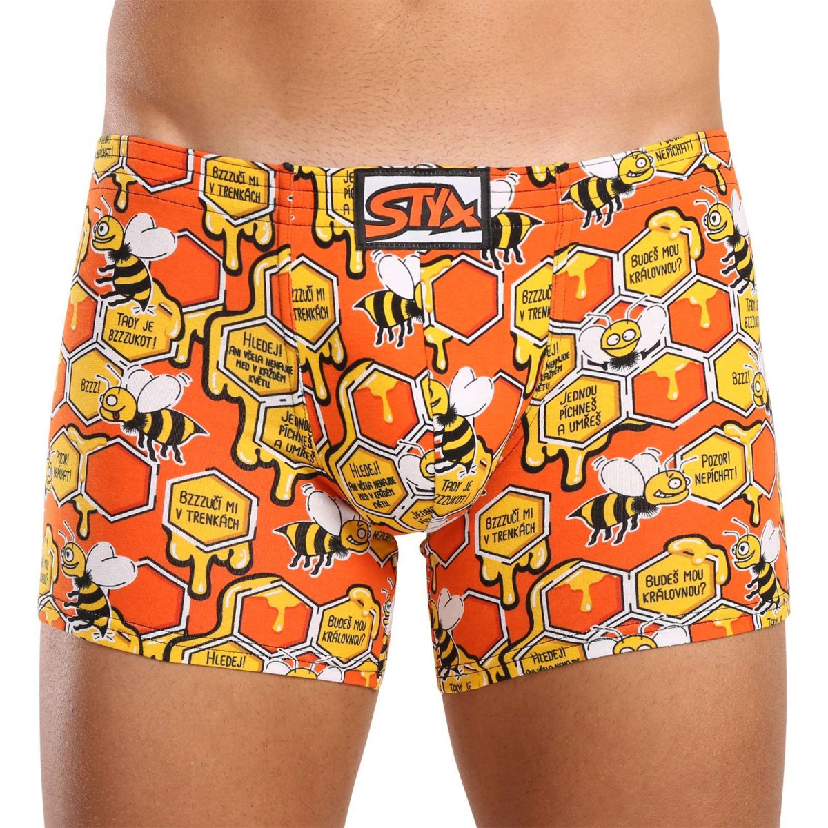 Styx Pánské boxerky long art klasická guma včelky (F1654) XL Styx