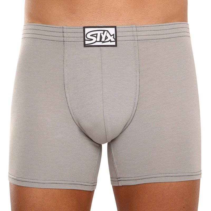 Styx Pánské boxerky long klasická guma světle šedé (F1062) L Styx