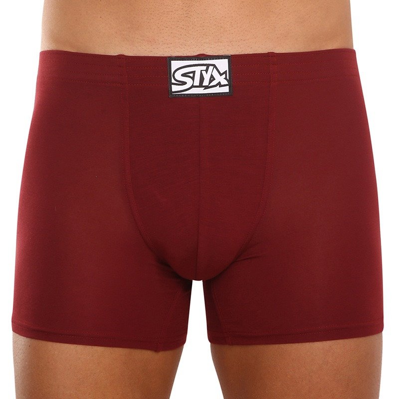 Styx Pánské boxerky long klasická guma vínové (F1060) M Styx