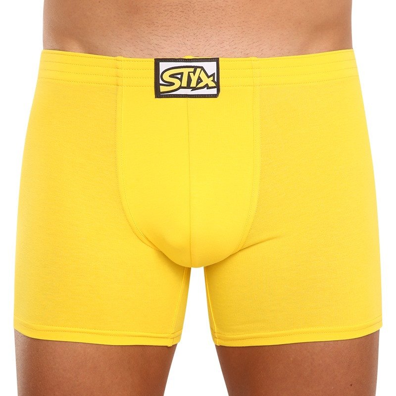 Styx Pánské boxerky long klasická guma žluté (F1068) L Styx