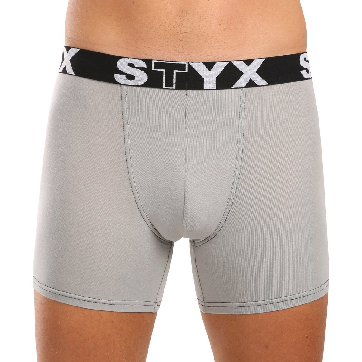 Styx Pánské boxerky long sportovní guma světle šedé (U1062) L Styx