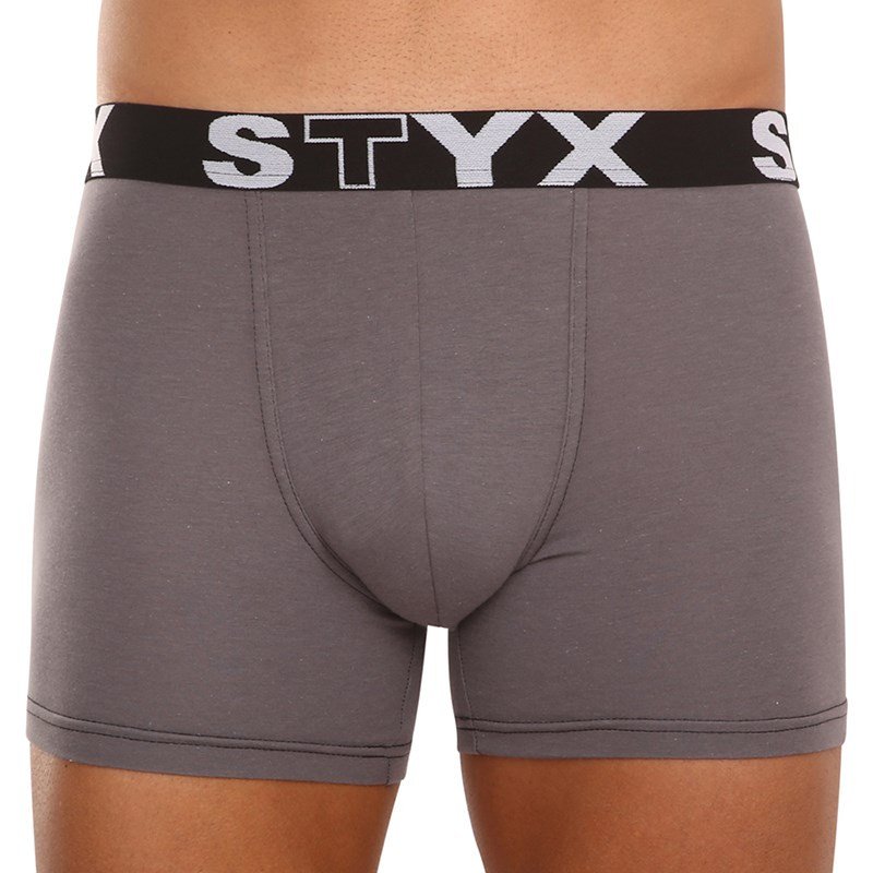 Styx Pánské boxerky long sportovní guma tmavě šedé (U1063) L Styx