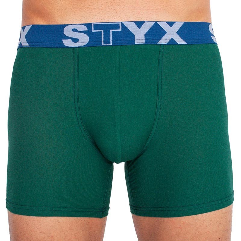 Styx Pánské boxerky long sportovní guma tmavě zelené (U1066) S Styx