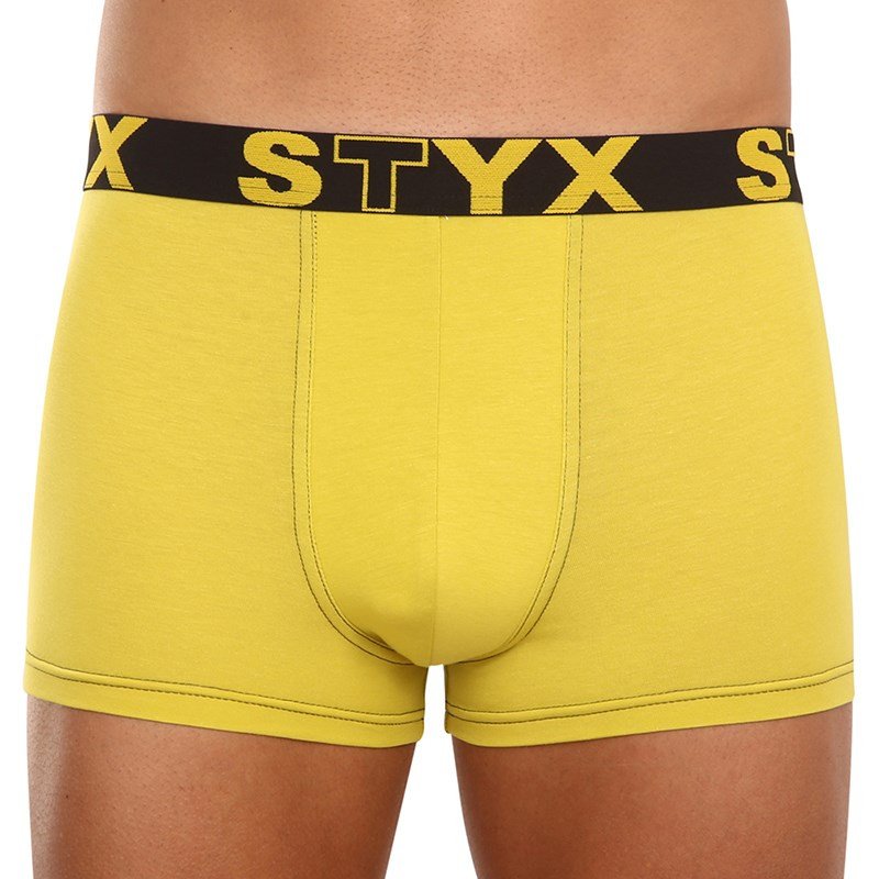 Styx Pánské boxerky sportovní guma zelenožluté (G1065) S Styx