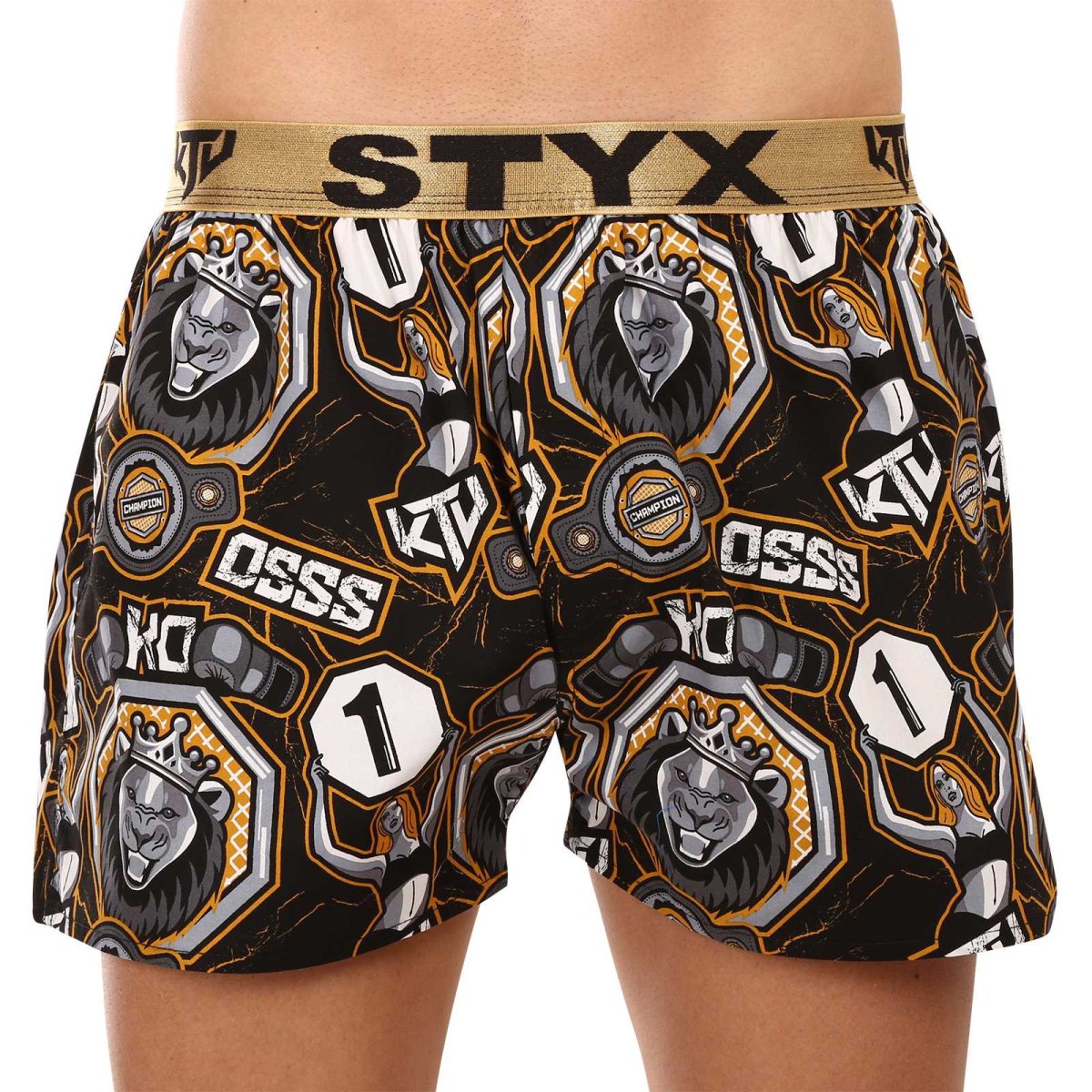 Styx Pánské trenky art / KTV sportovní guma - zlatá guma (BTZ1655) XL Styx