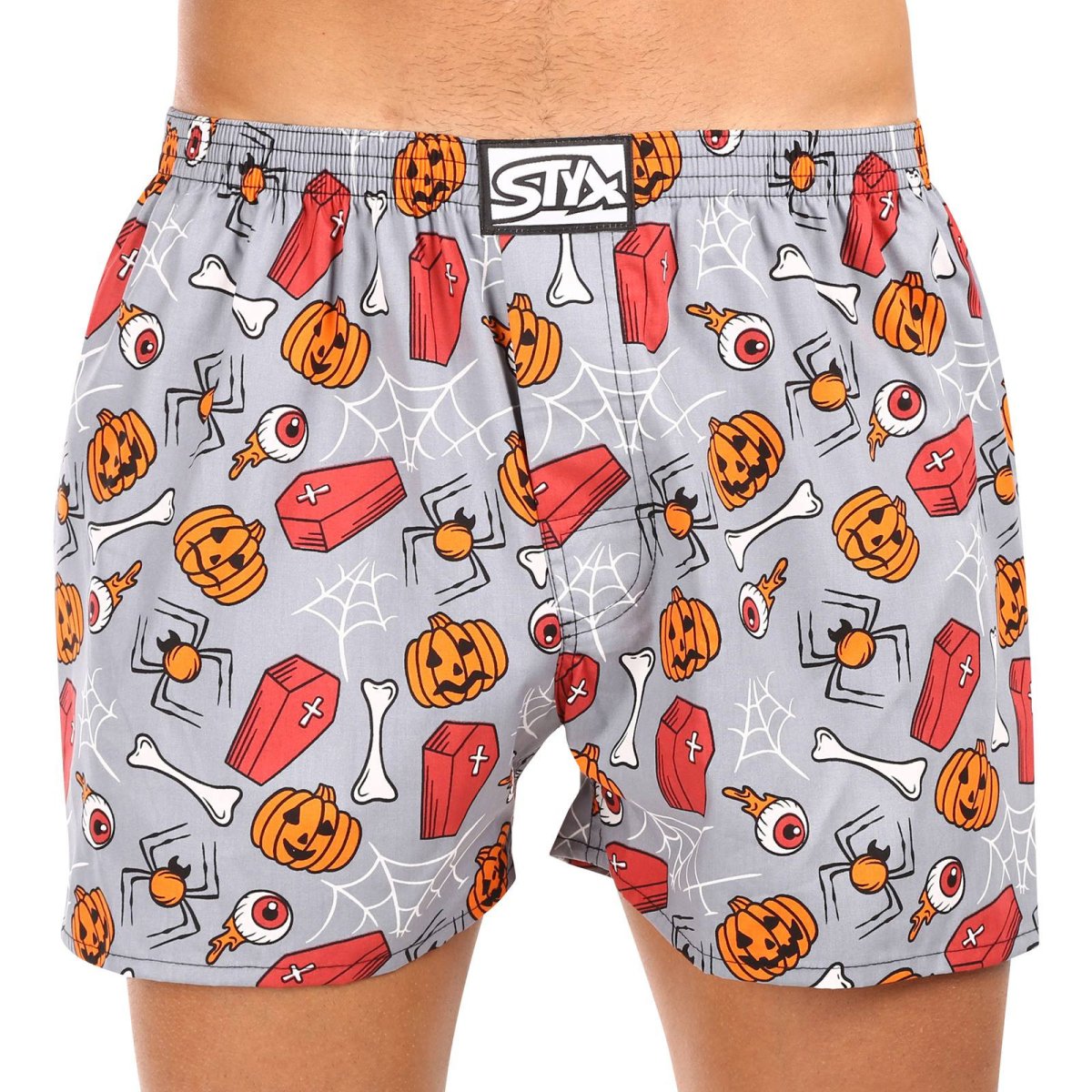 Styx Pánské trenky art klasická guma nadrozměr Halloween rakve (E1752) 3XL Styx