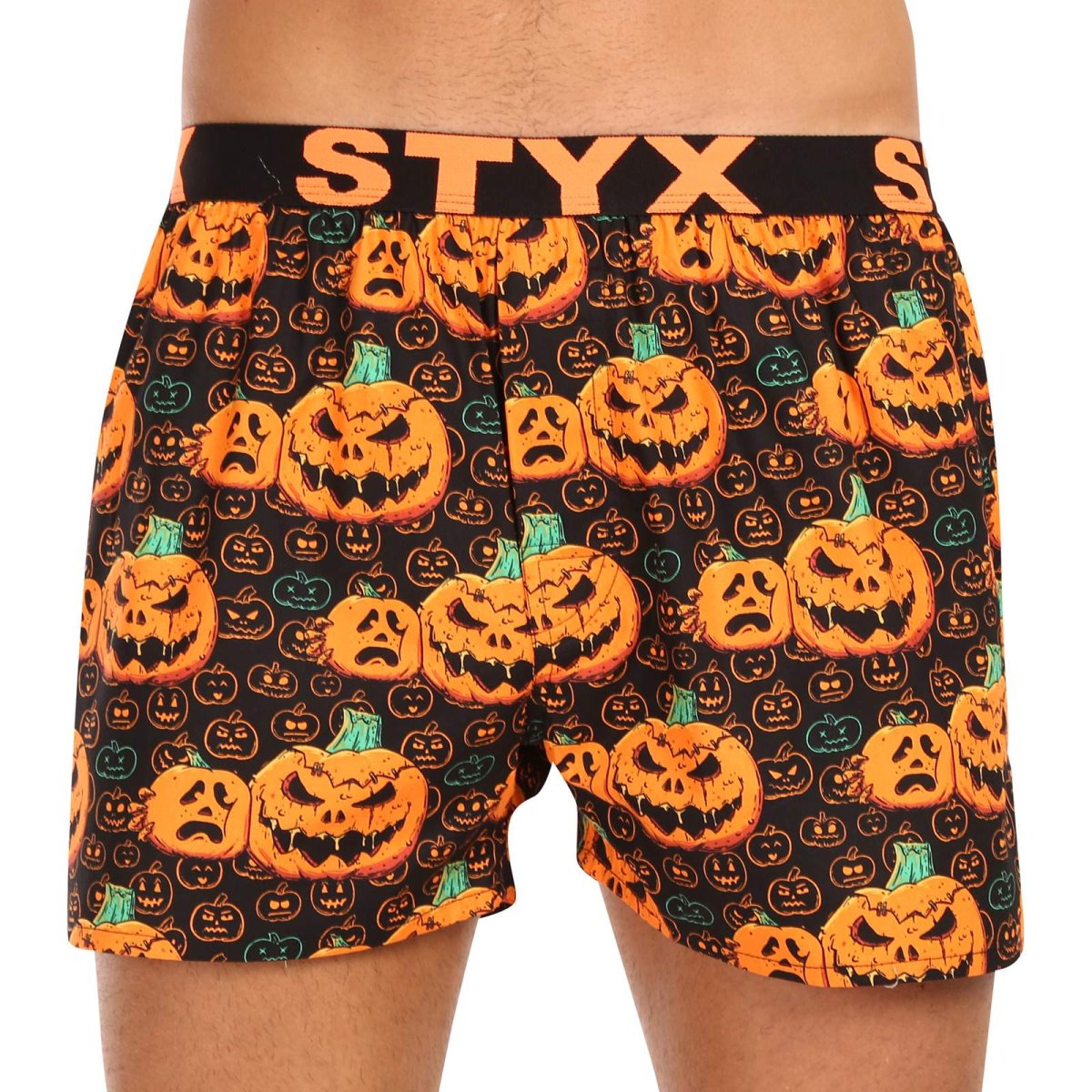 Styx Pánské trenky art sportovní guma Halloween dýně (B1755) L Styx