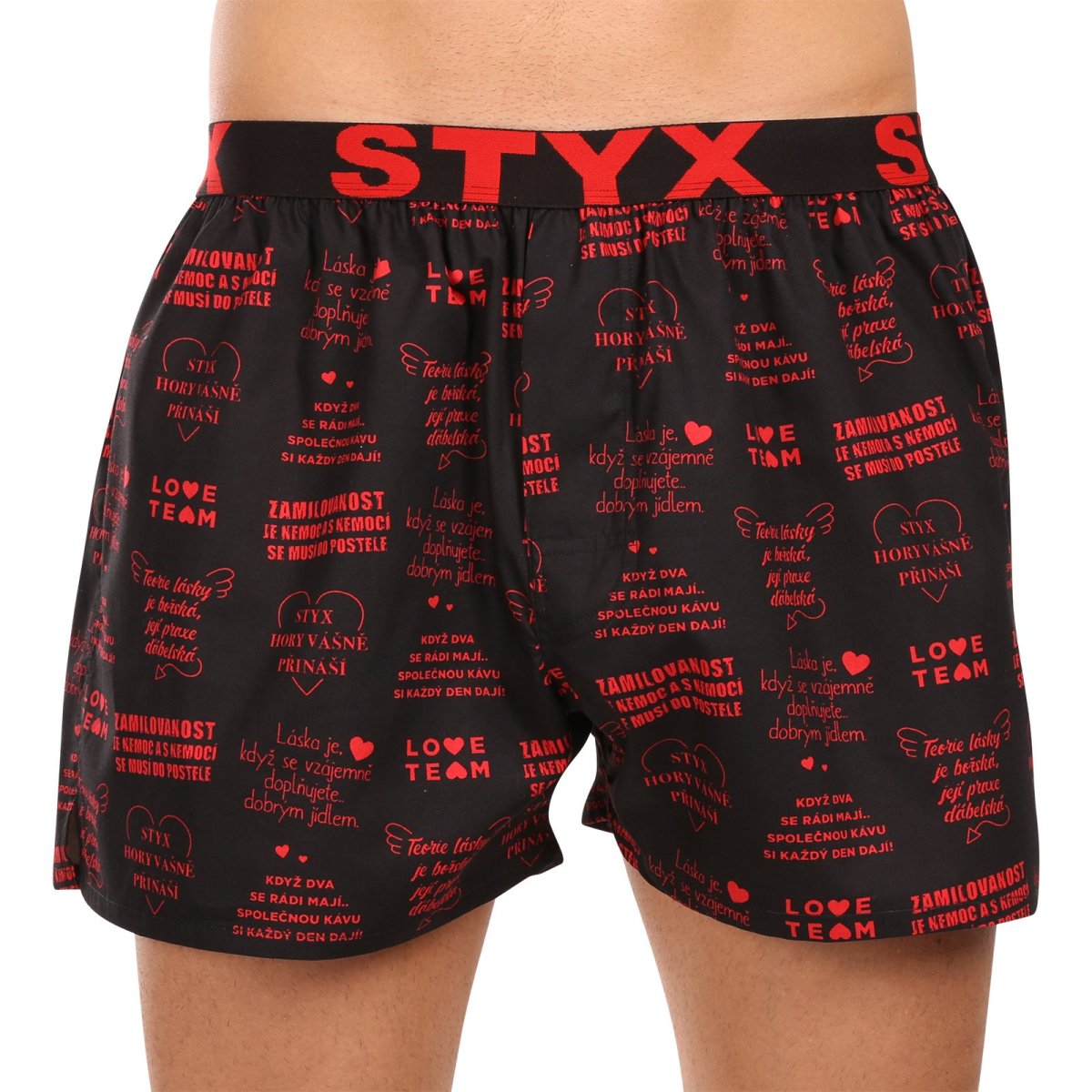 Styx Pánské trenky art sportovní guma Valentýn texty (B1757) L Styx