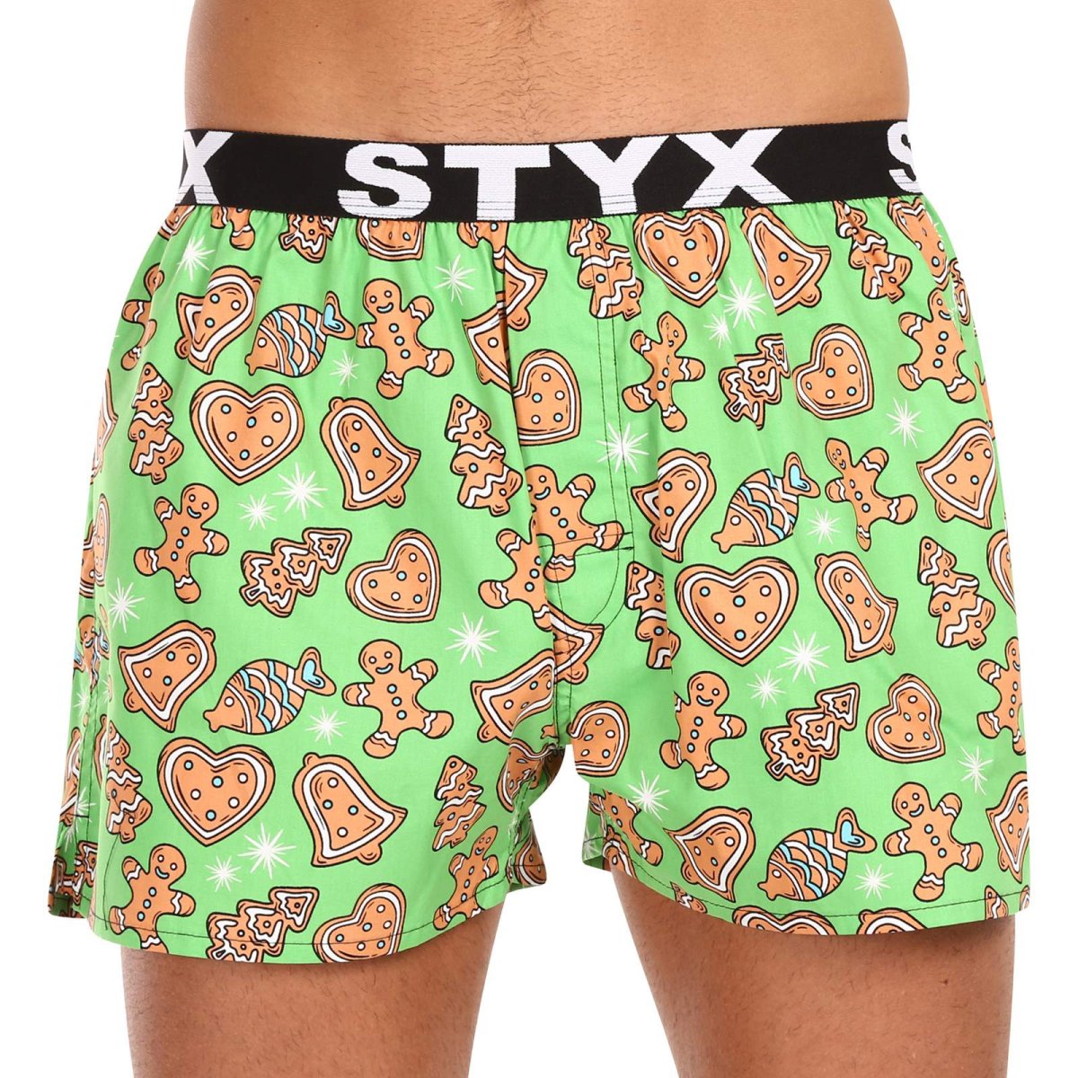 Styx Pánské trenky art sportovní guma Vánoce perníčky (B1753) XL Styx