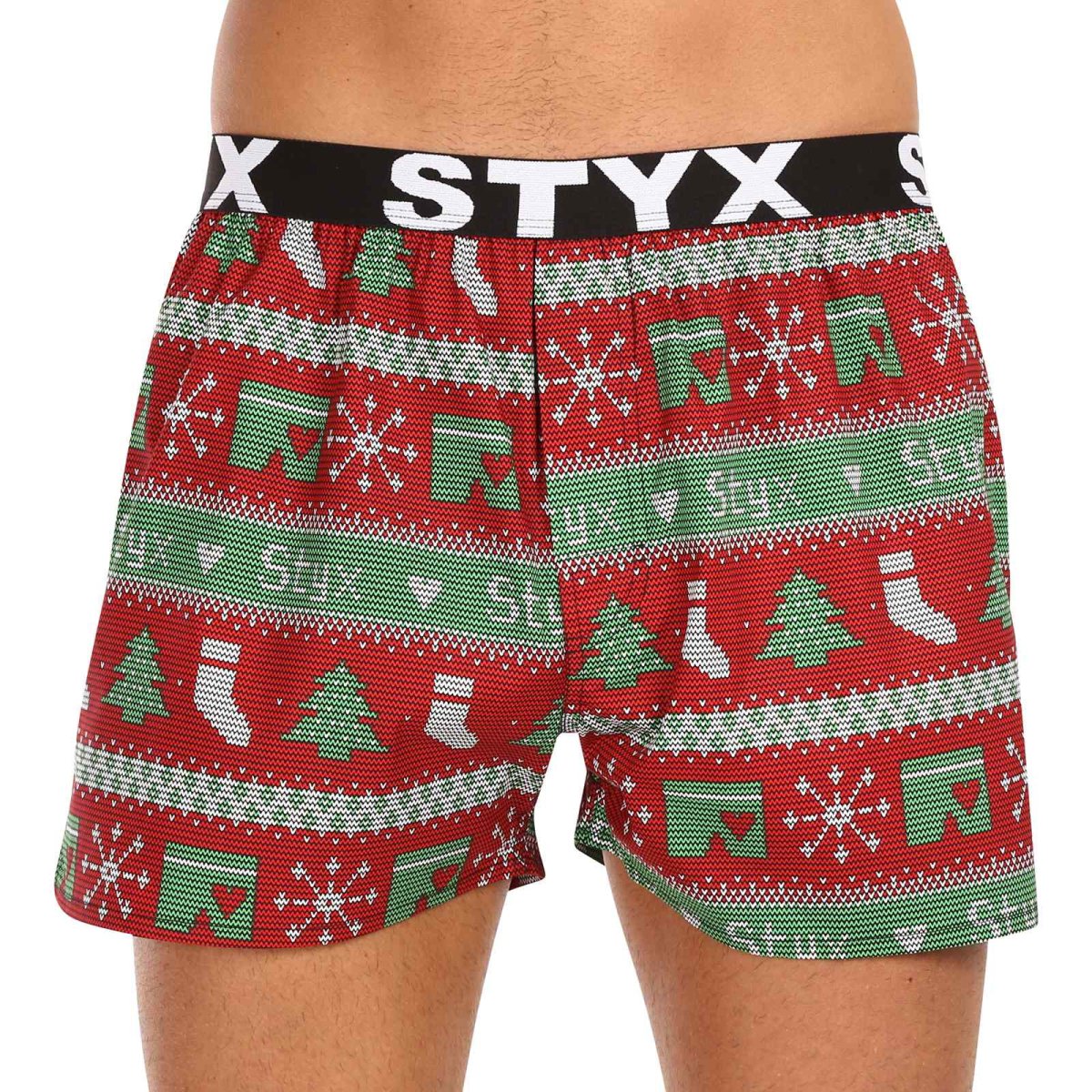 Styx Pánské trenky art sportovní guma Vánoce pletené (B1658) XL Styx