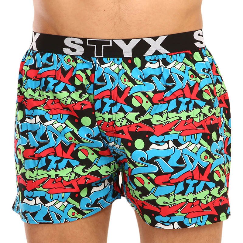 Styx Pánské trenky art sportovní guma graffiti (B1255) XXL Styx