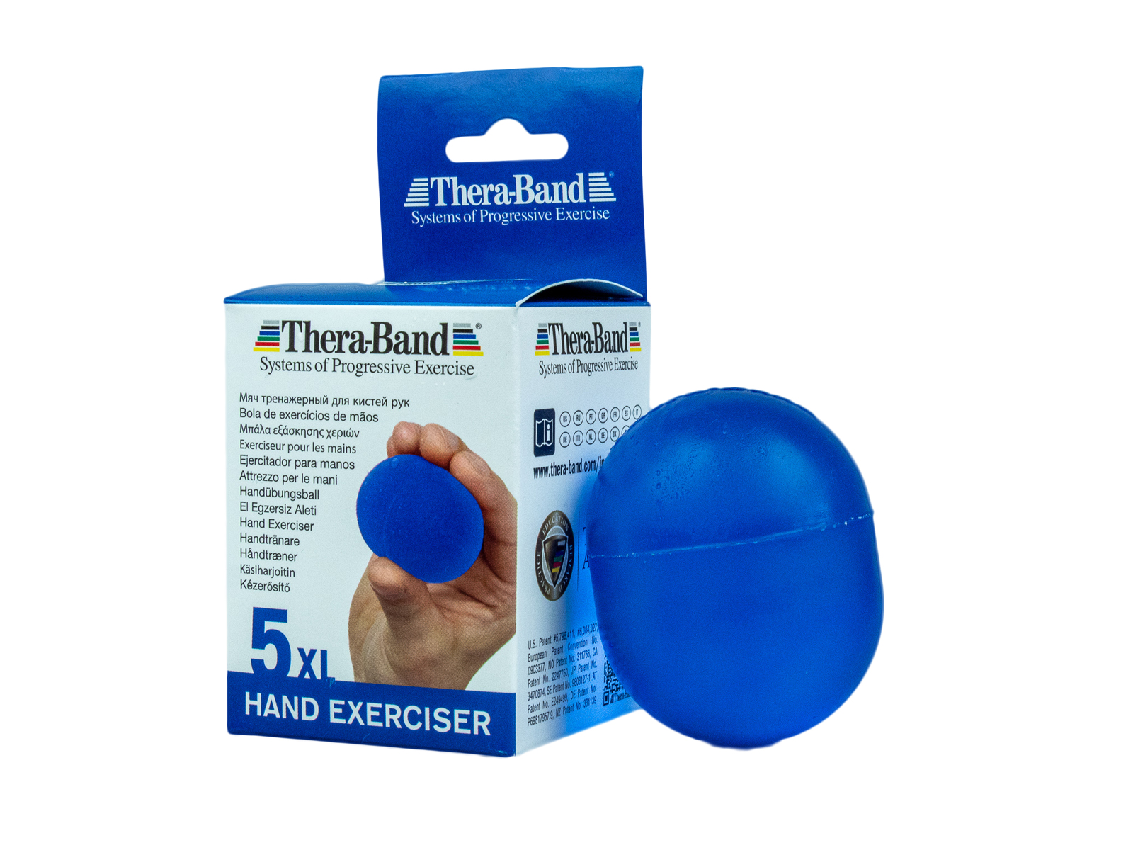 Thera-Band Hand Exerciser XL - posilovač rukou gelové vajíčko modré - tvrdé Thera-Band