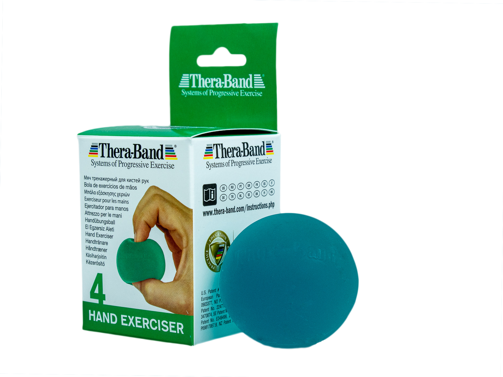 Thera-Band Hand Exerciser - posilovač rukou gelová kulička středně měkká zelená Thera-Band