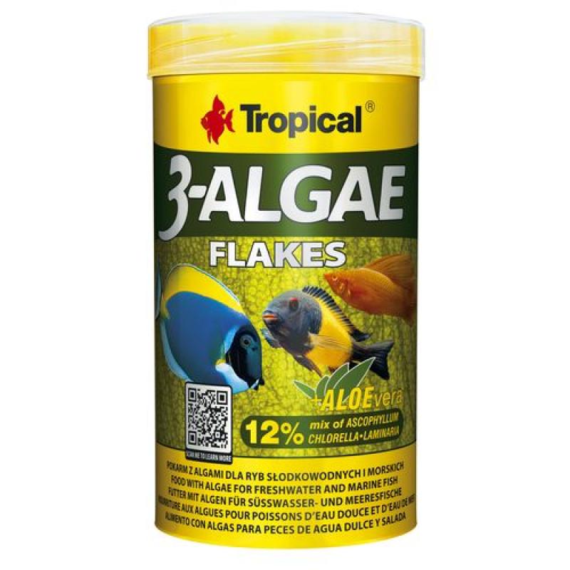 Tropical 3-Algae Flakes 100ml/20g krmivo s řasami pro sladkovodní  a mořské ryby Tropical