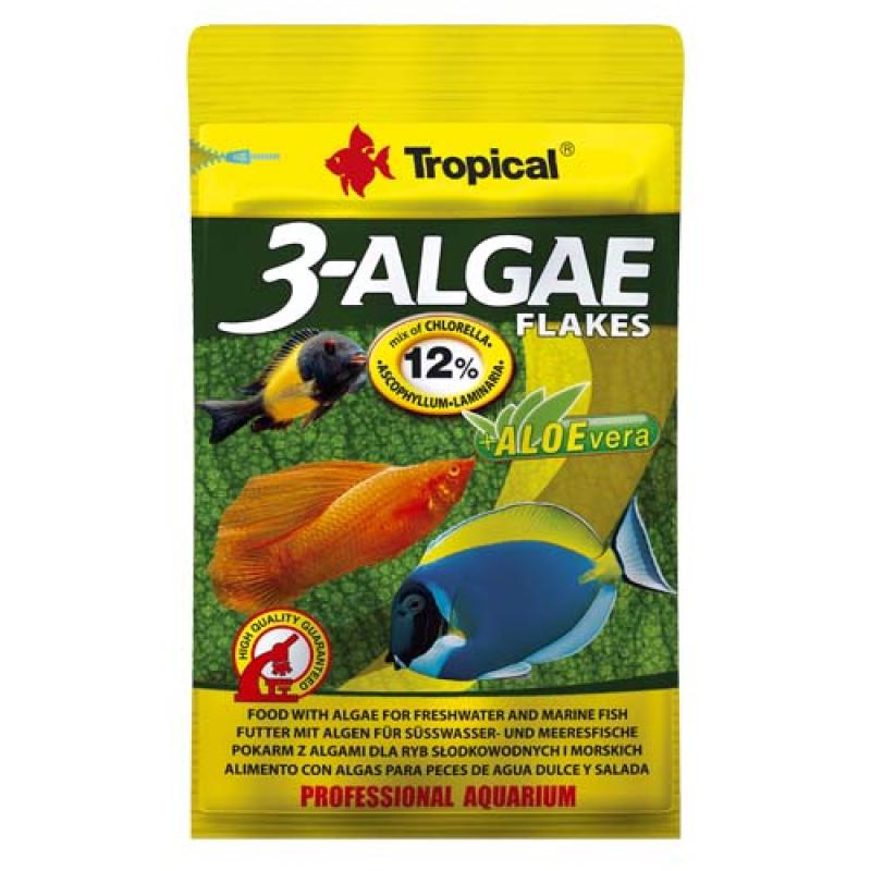 Tropical 3-Algae Flakes 12g krmivo s řasami pro sladkovodní  a mořské ryby Tropical