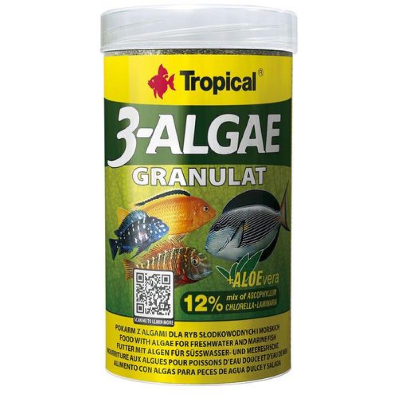 Tropical 3-Algae Granulat 1000ml/440g krmivo s řasami pro sladkovodní  a mořské ryby Tropical