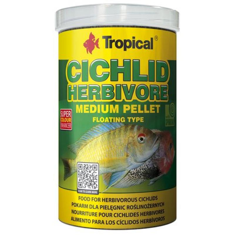 Tropical Cichlid Herbivore Medium Pellet 1000ml/360g krmivo pro býložravé cichlidy Tropical