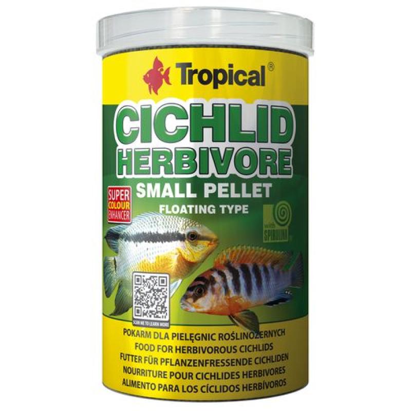 Tropical Cichlid Herbivore Small Pellet 1000ml/360g krmivo pro býložravé cichlidy Tropical