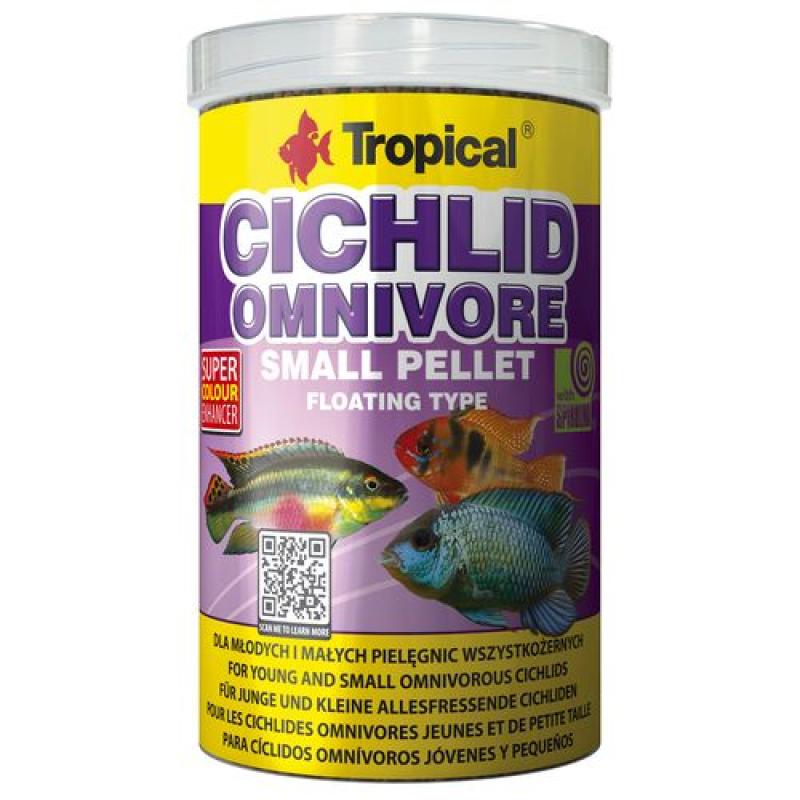 Tropical Cichlid Omnivore Small Pellet 1000ml/360g mnohosložkové krmivo krmivo pro mlad Tropical