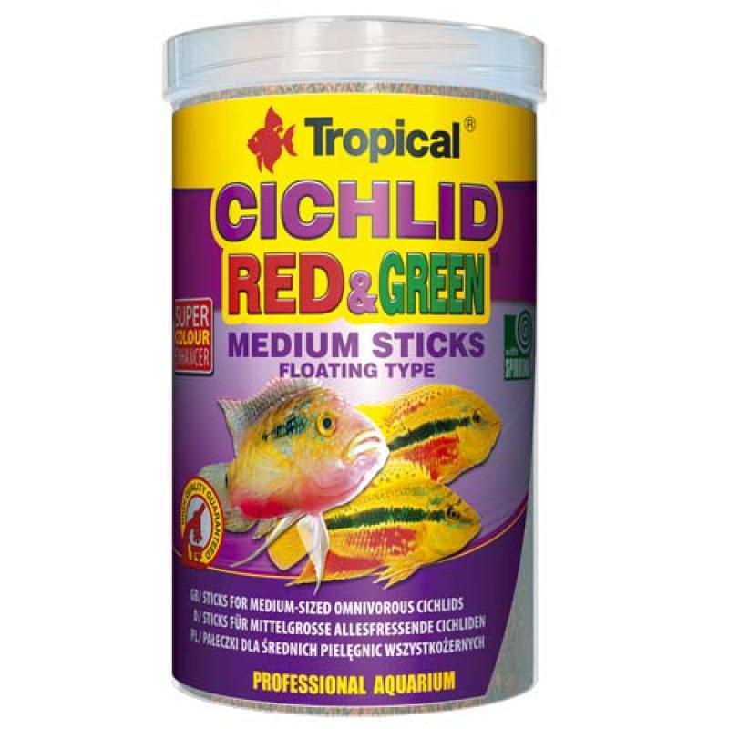 Tropical Cichlid Red&Green Medium Sticks 1000ml/360g tyčinky pro střední všežravé c Tropical