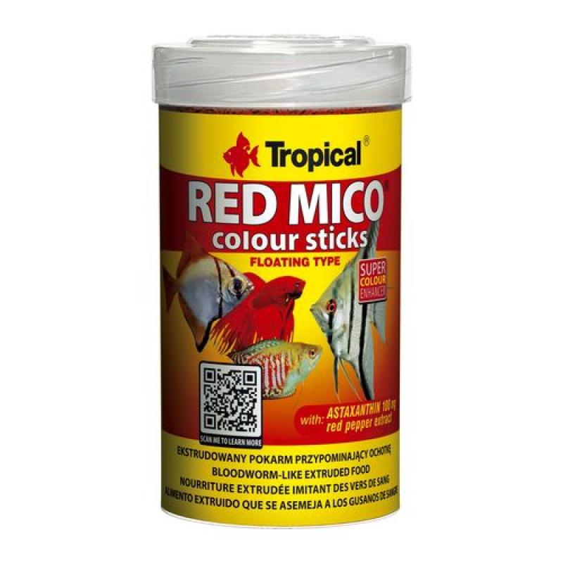 Tropical Red Mico Colour Sticks 100ml/32g krmivo pro masožravé a všežravé ryby Tropical