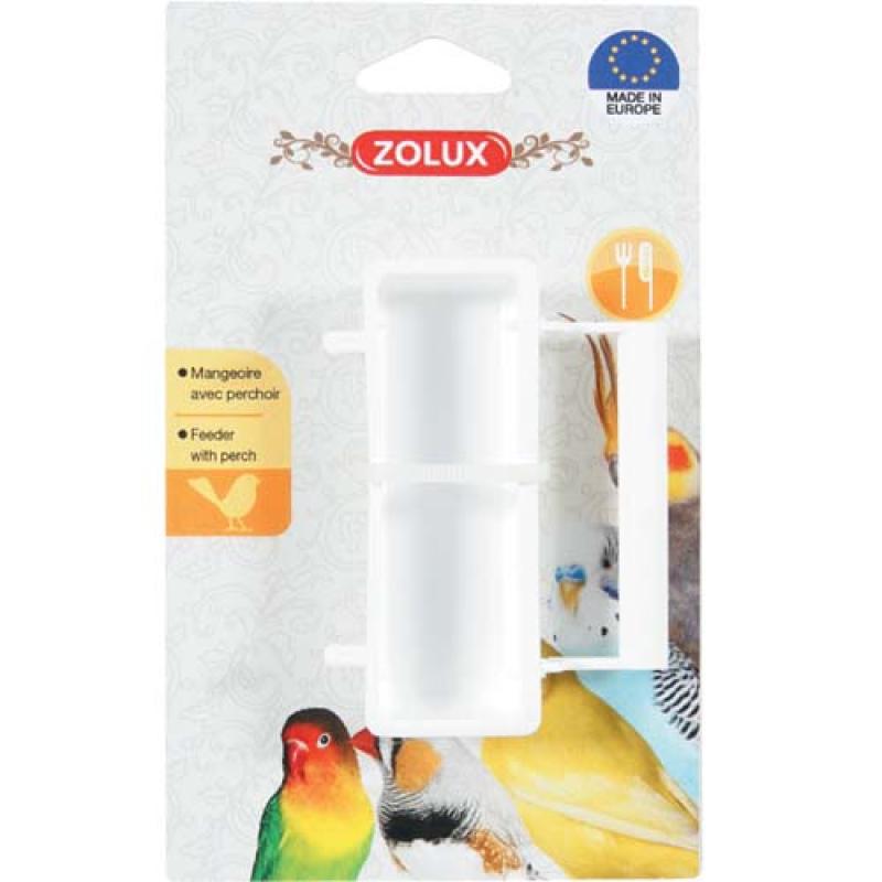 Zolux Krmítko bílé pro ptáky s bidlem 70x60x43mm Zolux