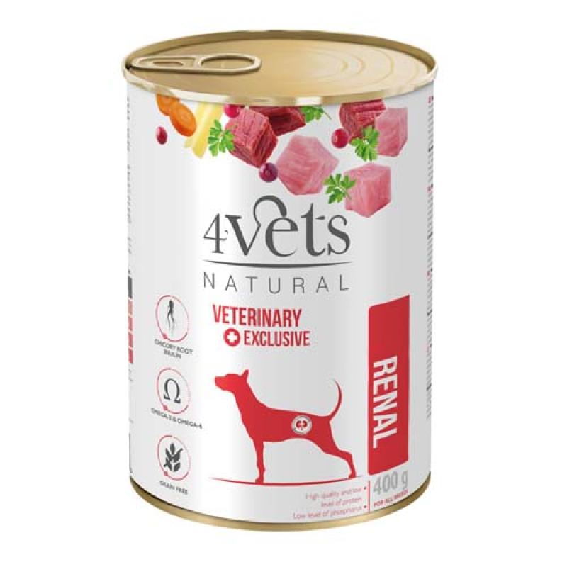 4vets NATURAL VETERINARY EXCLUSIVE RENAL 400g pro psy při onemocnění ledvin 4vets