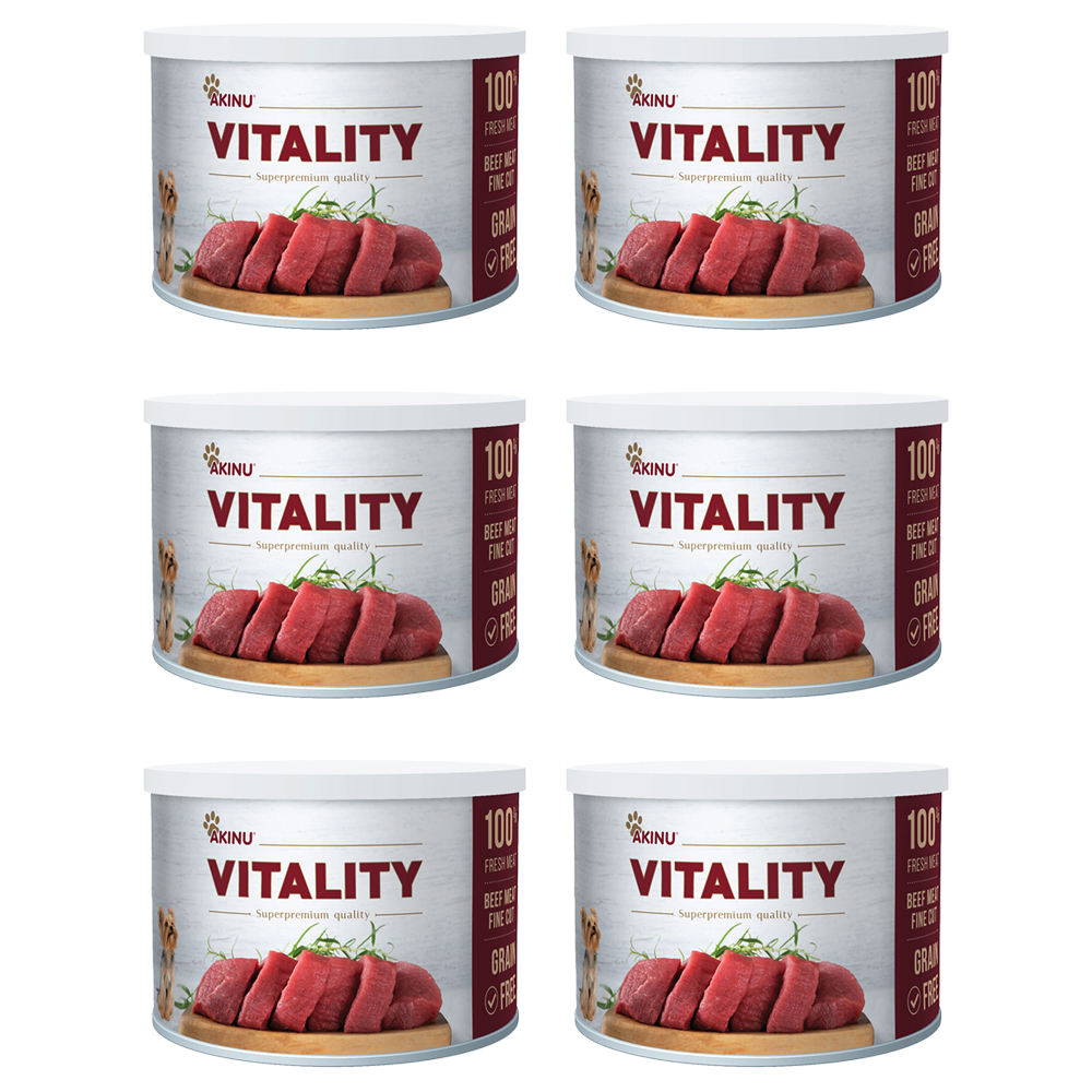 Akinu VITALITY Hovězí jemně krájená svalovina konzerva pro psy 6 x 200 g Akinu