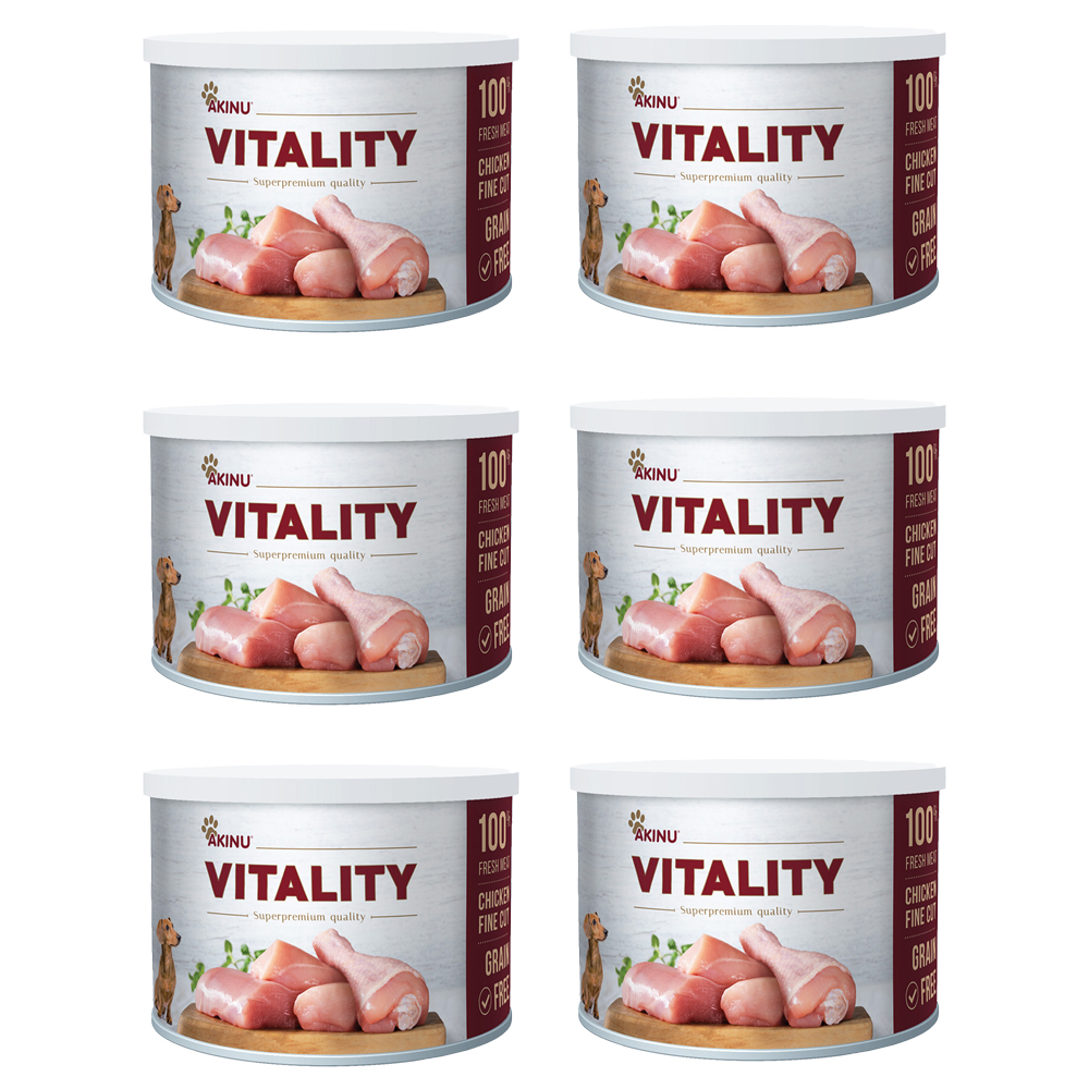 Akinu VITALITY Kuře jemně krájené konzerva pro psy 6 x 200 g Akinu