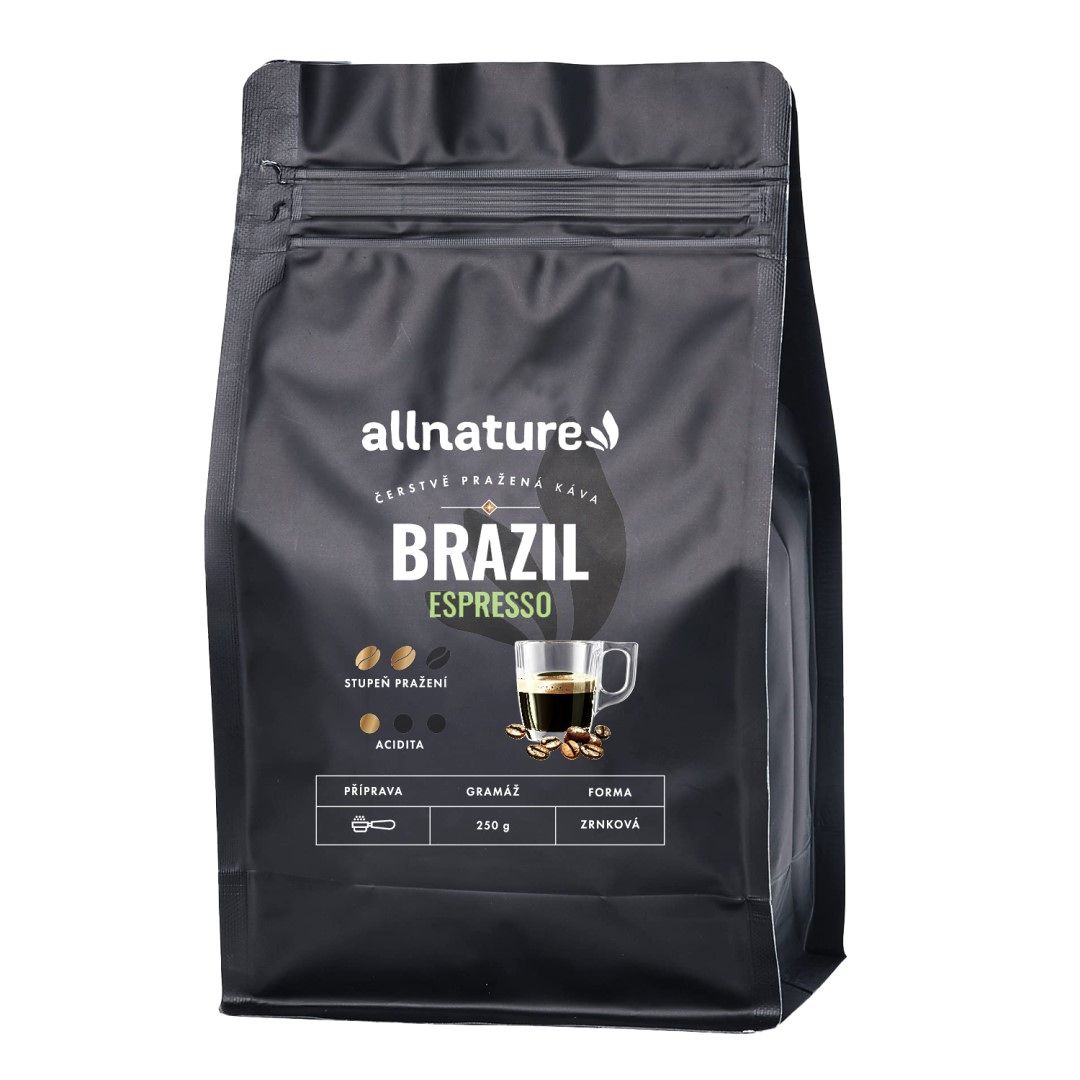 Allnature Brazil Espresso zrnková káva 250 g Allnature