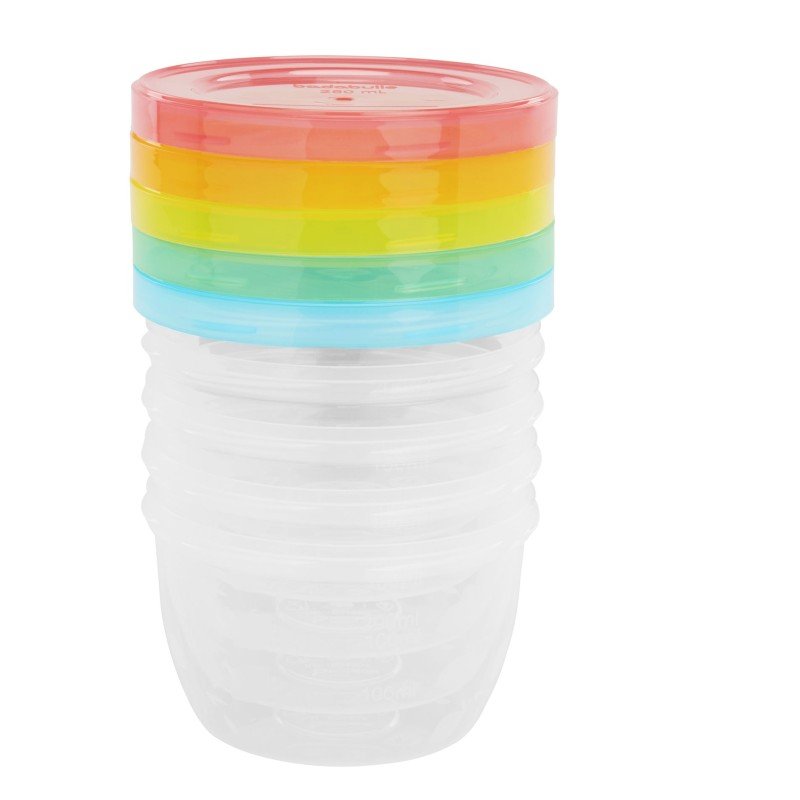 Badabulle misky s víčky MAXI FUN COLORS 250ml sada 5ks Badabulle