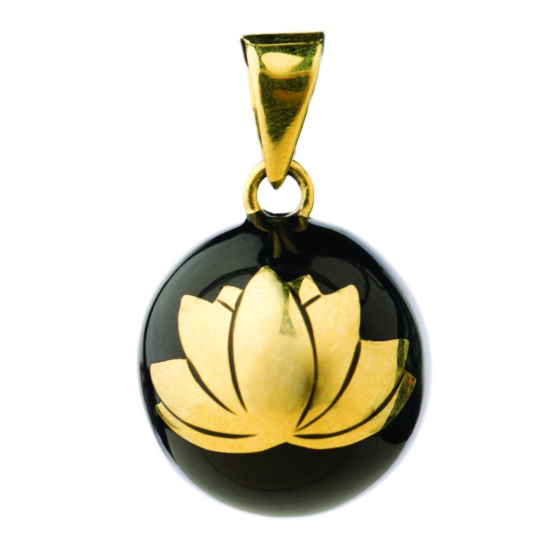 Bola těhotenská rolnička ESSENTIALS Black with gold lotus Bola