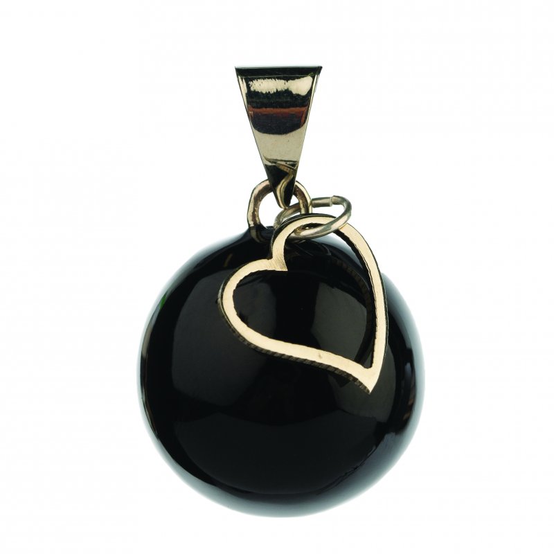 Bola těhotenská rolnička ESSENTIALS Black with heart charm Bola