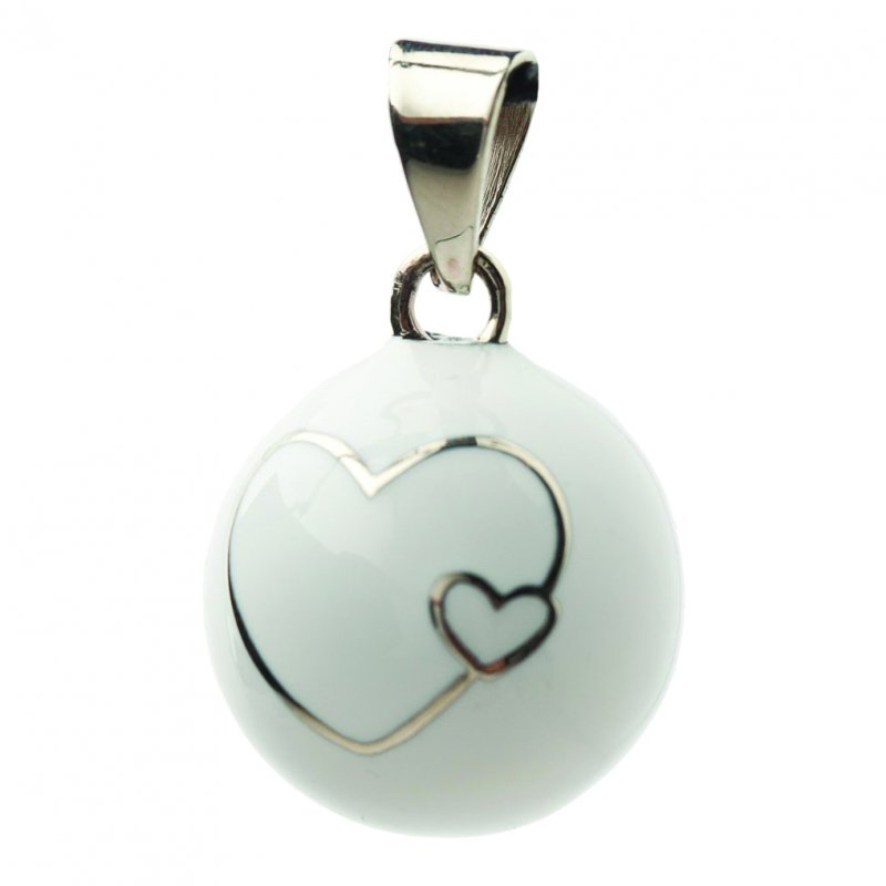 Bola těhotenská rolnička ESSENTIALS White 2 hearts Bola