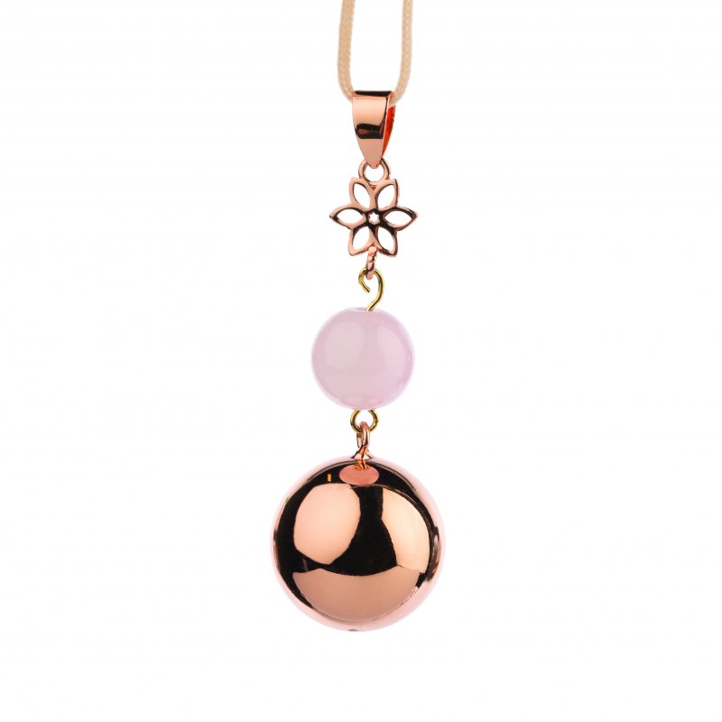 Bola těhotenská rolnička FANTASY Rose gold pearl flower Bola