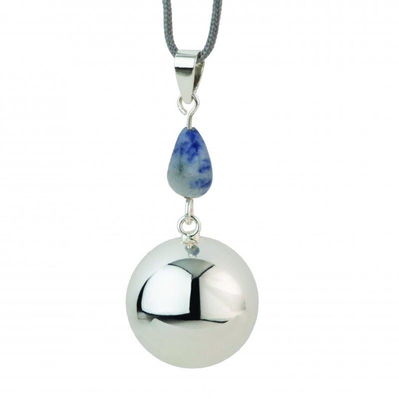 Bola těhotenská rolnička FANTASY Silver bluegrey stone Bola