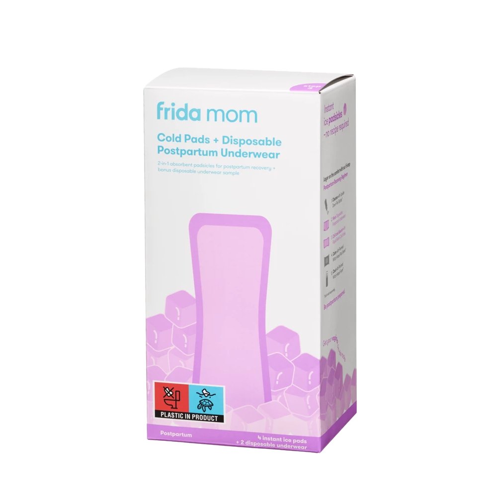 Frida Mom Vložky chladící absorbční Ice Maxi 4 ks + Jednorázové poporodní kalhotky 2 ks Frida Mom