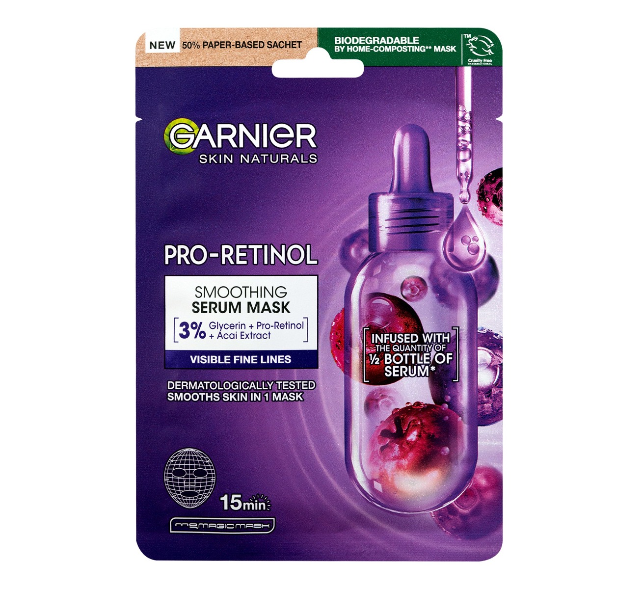 Garnier Skin Naturals Pro-Retinol vyhlazující sérum maska 22 g Garnier