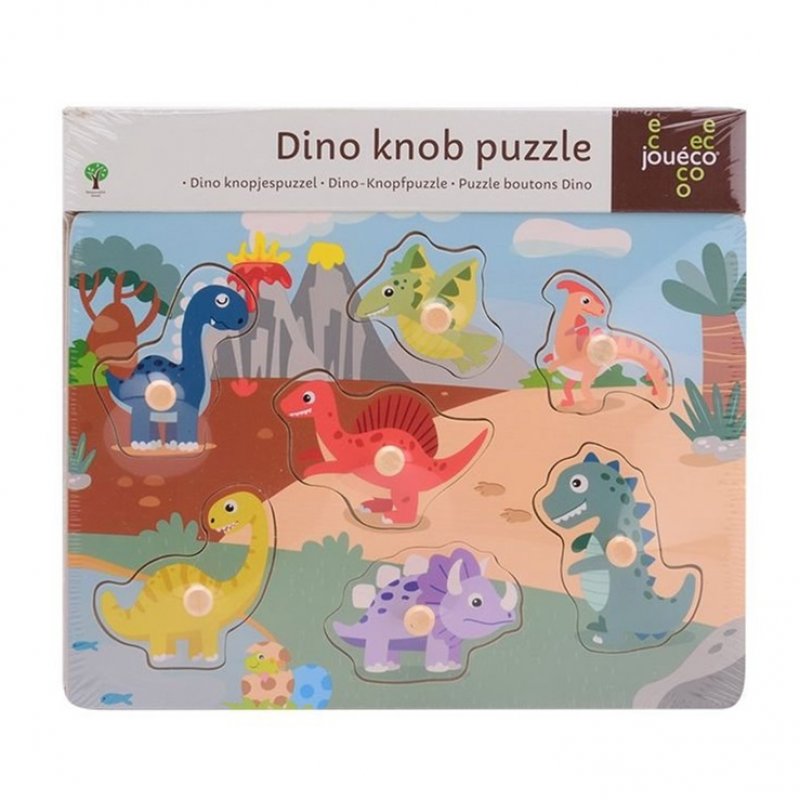 Jouéco dřevěné puzzle s úchyty Dino I 18m+ Jouéco