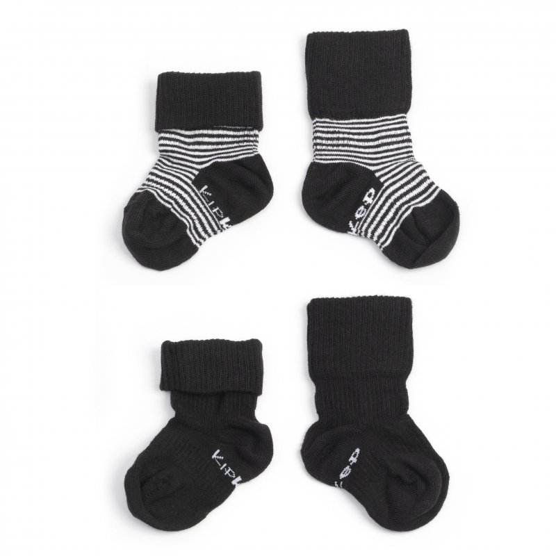 KipKep dětské ponožky Stay-on-Socks 0-6m 2páry Black Stripes KipKep