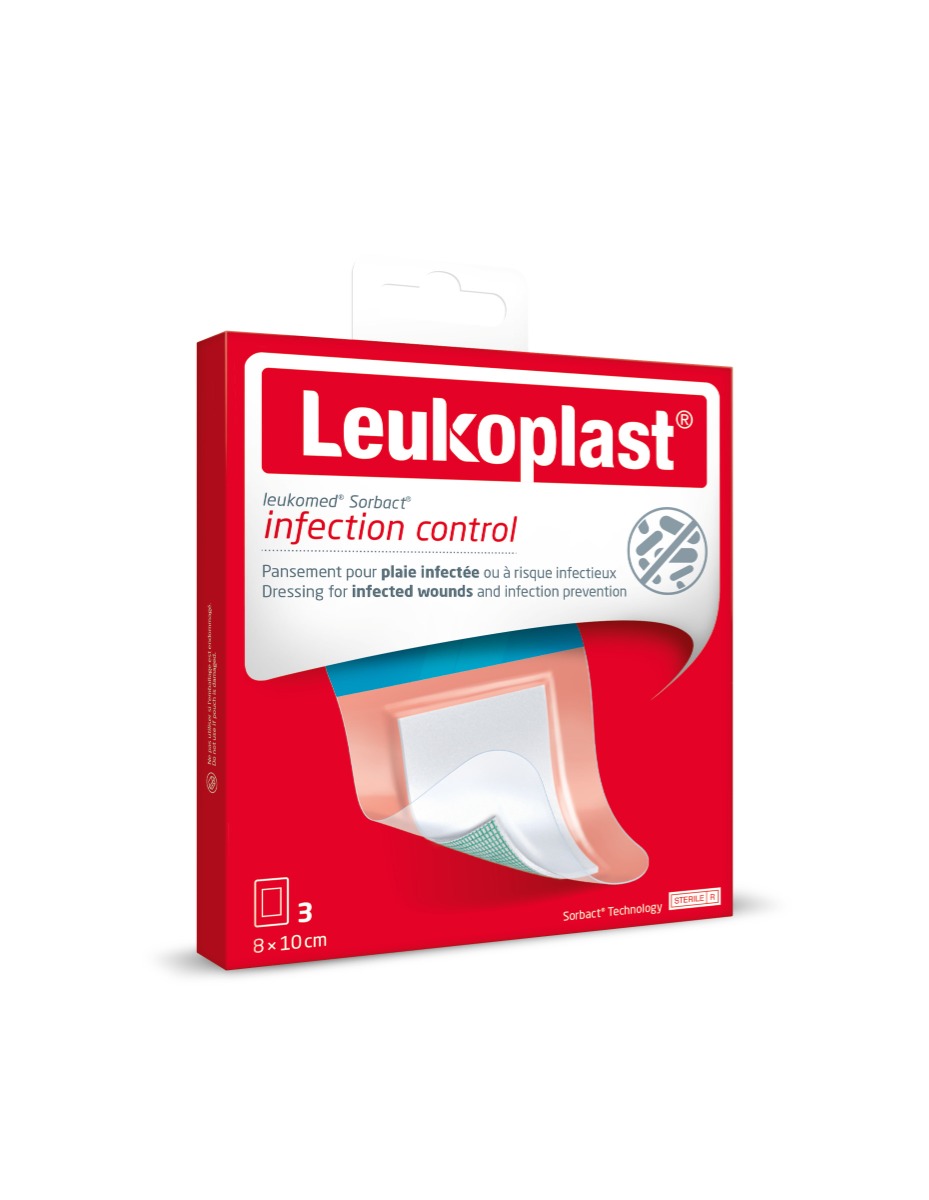 Leukoplast Leukomed Sorbact 8 x 10 cm voděodolné krytí 3 ks Leukoplast